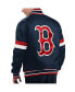 Фото #2 товара Men's Navy Distressed Boston Red Sox Home Game Satin Full-Snap Varsity Jacket