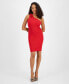 ფოტო #1 პროდუქტის Women's Rosette-Trim One-Shoulder Ribbed Dress