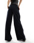 Stradivarius tailored pleated wide leg trouser in navy pinstripe