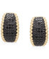 ფოტო #4 პროდუქტის Black Diamond Bead Edge Small Hoop Earrings (1 ct. t.w.) in 14k Gold, Created for Macy's