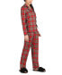 Фото #2 товара Women's Plaid Notch Collar Cotton Blend Pajama Set