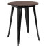 Фото #4 товара 24" Round Black Metal Indoor Table With Walnut Rustic Wood Top