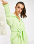 Фото #6 товара Style Cheat knot front shirt mini dress in lime green
