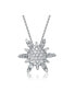 Sterling Silver White Gold Plated With White Cubic Zirconia Stones Sun Design Pendant