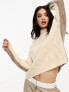 Фото #1 товара Vero Moda high neck spliced cable knit jumper in cream and brown