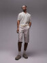 Фото #5 товара Topman knitted sheer crochet polo with gold lurex yarn in stone