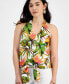 ფოტო #1 პროდუქტის Petite Linen-Blend Printed Halter Top, Created for Macy's