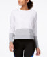 Calvin Klein Women's Colorblocked Fleece Top Long Sleeve White Blue XL