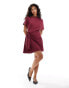 Фото #1 товара ASOS DESIGN drop shoulder twist detail mini dress in burgundy