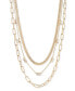 Фото #2 товара On 34th crystal & Mixed Link Layered Collar Necklace, 16" + 2" extender, Created for Macy's