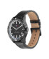 ფოტო #3 პროდუქტის Men's Black Leather Strap Watch 38mm