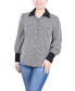 Фото #1 товара Petite Long Sleeve Striped Button Front Blouse