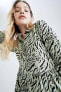 Фото #5 товара Regular Fit Zebra Desenli Volan Detaylı Mini Gömlek Elbise