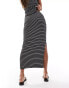 In The Style reversible bodycon side split midi skirt co-ord in black stripe