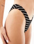 Free Society crinkle high leg bikini bottom in black stripe