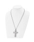 Chisel polished Lord's Prayer Cross Pendant on a Curb Chain Necklace