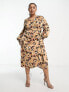 Never Fully Dressed Plus satin long sleeve animal wrap midaxi dress