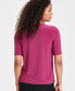 ფოტო #3 პროდუქტის Women's Crewneck Elbow-Length-Sleeve Blouse