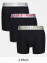 Фото #1 товара Calvin Klein steel 3-pack boxer briefs with contrast waistband in black