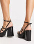 Pull&Bear – Plateau-Sandalen in Schwarz mit Riemchen-Design und Absatz