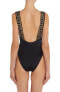 Versace 298359 Greca Strap One-Piece Swimsuit in A1008 Black Size 5