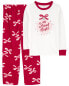 Фото #5 товара Kid 2-Piece Christmas Bow Cotton & Fleece Pajamas 7