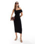 & Other Stories knitted midi dress with asymmetric off-shoulder detail in black Черный, L - EU 44 - фото #1