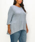 Фото #3 товара Plus Size Cozy 3/4 Rolled Sleeve Button Back Top