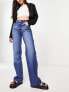 Mango mid rise wide leg jeans in mid blue