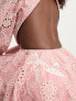 Фото #3 товара Bardot Mila broderie open back mini dress in blush