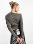 Weekday Main assymetric long sleeve top in mole