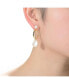 Фото #4 товара Elegant Sterling Silver 14K Gold Plating and Genuine Freshwater Pearl Hoop Earrings