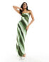 Фото #1 товара 4th & Reckless satin ombre stripe satin maxi dress in green