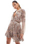 Фото #2 товара ASOS DESIGN embellished collar mini dress with button loop detail in mauve