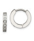 Stainless Steel Brushed and Polished CZ Hinged Hoop Earrings
