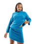 Фото #2 товара Only oversized wide sleeve fluffy jumper co-ord in bright blue