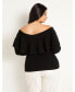 Фото #1 товара Plus Size Off The Shoulder Sweater With Flounce