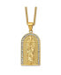 ფოტო #1 პროდუქტის Yellow IP-plated Crystal Blessed Mary Pendant Curb Chain Necklace