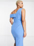 Фото #7 товара Lavish Alice Plus asymmetric off shoulder midi dress in blue