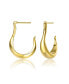 ფოტო #3 პროდუქტის 14K Gold Plated Assymetrical Open Hoop Earrings