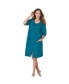 Фото #1 товара Plus Size Short French Terry Zip-Front Robe