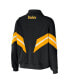 ფოტო #2 პროდუქტის Women's Black Pittsburgh Steelers Plus Size Yarn Dye Stripe Full-Zip Jacket