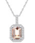 Фото #1 товара Macy's morganite (1-3/8 Ct. T.W.) and Diamond (1/4 Ct. T.W.) Halo Pendant Necklace in 14K White Gold