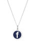 Mini Initial Pendant Necklace in Sterling Silver and Navy Enamel, 16" + 2" Extender