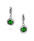 Luck of the Irish Celtic St Patrick's Day Shamrock Four Leaf Emerald Green CZ Clover Drop Dangle Earrings Graduation Sterling Silver Lever back