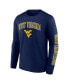 ფოტო #3 პროდუქტის Men's Navy West Virginia Mountaineers Distressed Arch Over Logo Long Sleeve T-shirt