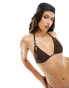 Фото #1 товара Candypants double strap bikini top in dark brown