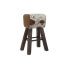 Stool DKD Home Decor Black Wood Brown Leather White (50 x 35 x 75 cm)
