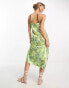 New Look strappy cut out midi dress in green pattern