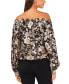 Women's Floral Metallic-Chiffon Balloon-Sleeve Top